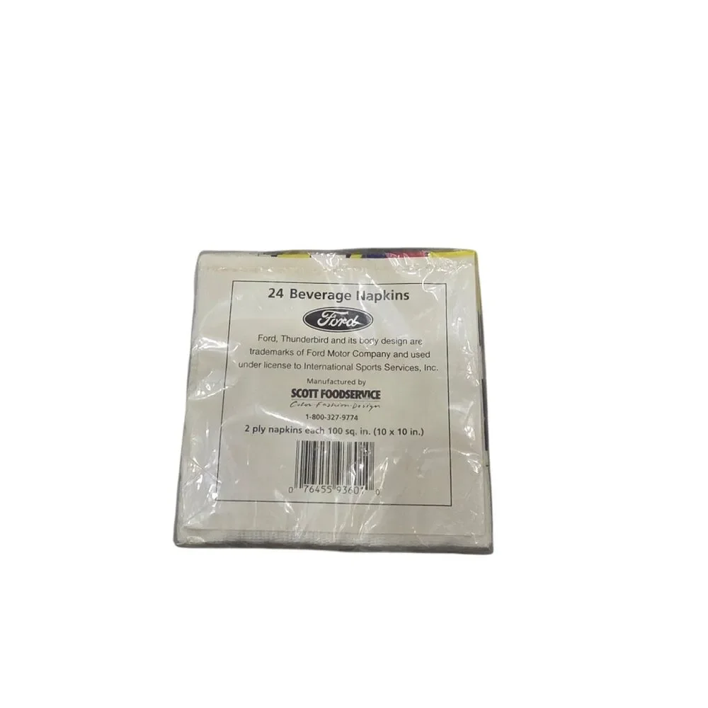 Vintage 1990s Ford Thunderbird NASCAR Racing Beverage Napkins